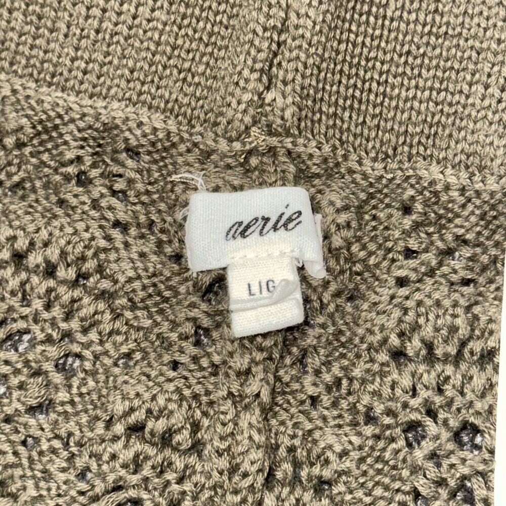 Aerie Crochet Coverup Pant Women's Large Olive Green Wide Leg Cottage Core Beach - Picture 3 of 11